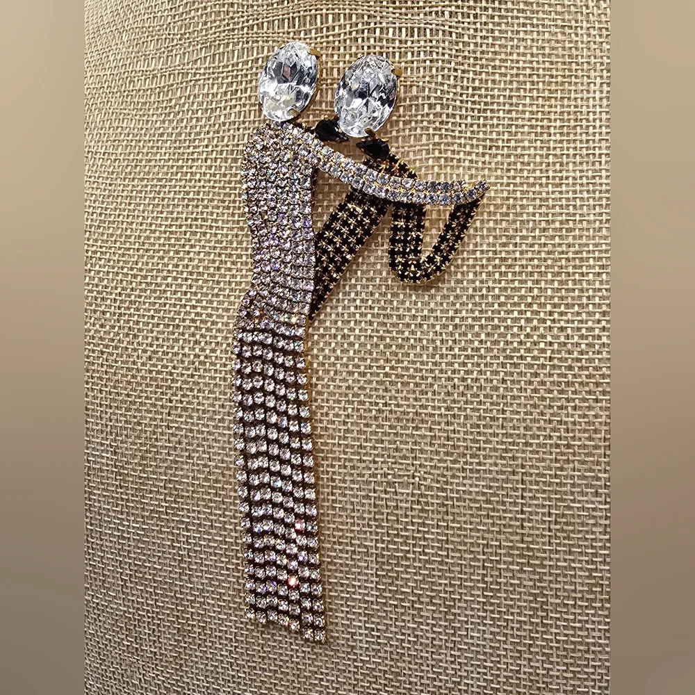 Vintage Butler And Wilson Art Deco Large Rhinestone Dancing Couple Brooch